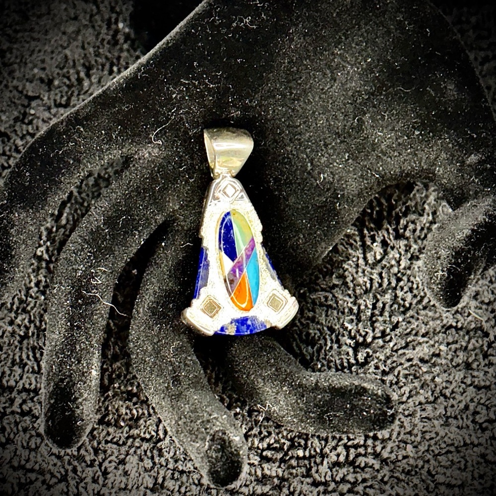 Relios 925 Silver/14K Multi-Stone Inlay Pendant-item#0014